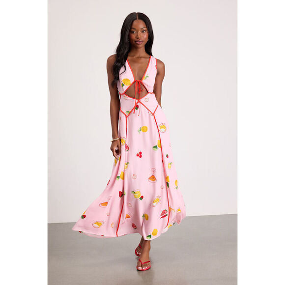 Lulus Dresses & Skirts - Lulus Nabina Light Pink Multi Print Tie-front Maxi Dress - Size M